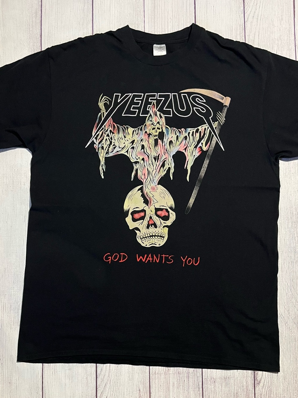Yeezy Black Graphic Skull Tee with Red Accents 3XL